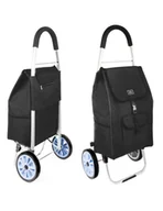 Torby i wózki na zakupy - Wózek na zakupy składany zakupowy torba na dużych kółkach 44l CZARNY - miniaturka - grafika 1