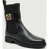 Botki damskie - Love Moschino Skórzane botki - miniaturka - grafika 1