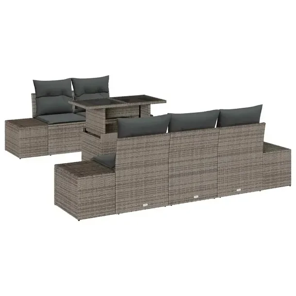 Zestaw Sof Ogrodowych Modularnych, Szary, z Poduszkami, Rattan Naturalny