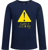 Bluzki dla dziewczynek - Bluzka z długim rękawem dla dziewczynki, z napisem awaria systemu, 2-8 lat, granatowa - miniaturka - grafika 1