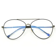 Okulary korekcyjne, oprawki, szkła - Duże okulary Pilotki z filtrem światła niebieskiego do komputera zerówki 2529-10 - miniaturka - grafika 1