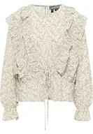 Bluzki damskie - DreiMaster bluzka z długim rękawem damska 37323963, wełniany biały czarny, M - miniaturka - grafika 1