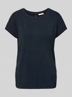Koszulki i topy damskie - T-shirt o luźnym kroju z ażurowej dzianiny - miniaturka - grafika 1