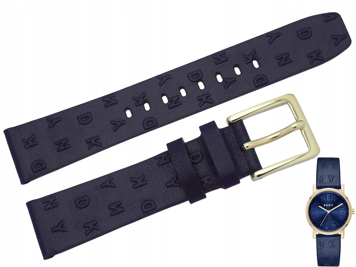 Pasek do zegarka DKNY NY2763 18 mm granatowy logo oryginał