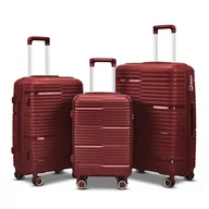 Walizki - Zestaw walizek podróżnych 3szt Barut Czerwone ABS 4 kółka 360° rączka teleskopowa - miniaturka - grafika 1