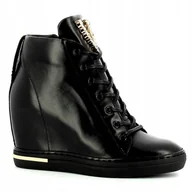 Botki damskie - Czarne sneakersy Carinii B8177-E50 skóra modne koturn r.40 - miniaturka - grafika 1