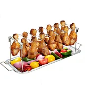 Akcesoria do grilla - Stojak na udka kurczaka ze stali nierdzewnej z tacką ociekową - miniaturka - grafika 1