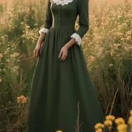 Sukienki - TEMU 'owa Czerwona Sukienka z Biaﾅて� Koronkﾄ� - DﾅＶgi Rﾄ冖aw, Dekolt Peplum, PﾅＺnna Sylwetka w KsztaﾅＤie Litery A, Idealna na Wiosnﾄ� i , Moda dla - miniaturka - grafika 1