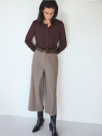 Spodnie damskie - Reserved - Spodnie culotte z paskiem - beżowy - miniaturka - grafika 1