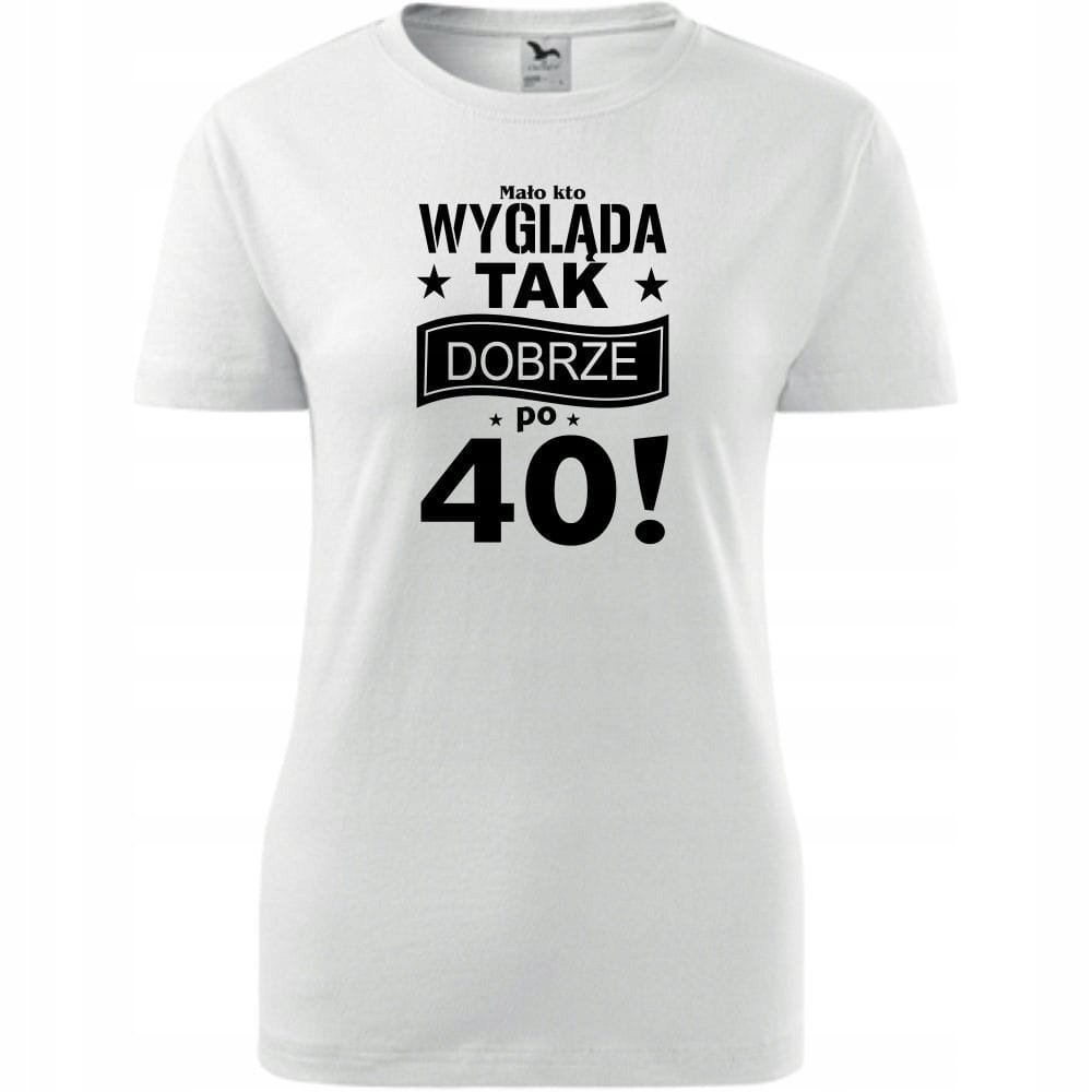 Damska Koszulka z Nadrukiem Mało kto wygląda tak dobrze po 40 na Prezent biały XL