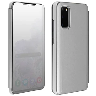 Etui z klapką, lustrzane etui do Samsunga Galaxy S20, stojące etui – srebrne - Etui i futerały do telefonów - miniaturka - grafika 1