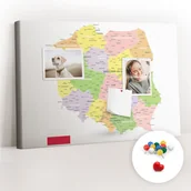 Tablice i flipcharty - Szkolna Tablica korkowa 60x40 cm, Kolorowe Pinezki, wzór Mapa Polski - miniaturka - grafika 1