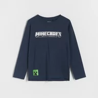 Koszulki dla chłopców - Reserved - Longsleeve oversize Minecraft - Niebieski - miniaturka - grafika 1