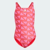 Stroje kąpielowe dla dziewczynek - Strój do pływania Logo Graphic V-Back Kids - Adidas - miniaturka - grafika 1