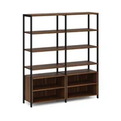 Inne meble biurowe - Podwójna ścianka półkowa HOME OFFICE z szfką półkową, czarna/orzech - miniaturka - grafika 1