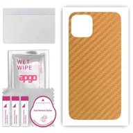 Szkła hartowane na telefon - Folia naklejka skórka strukturalna na TYŁ do Apple iPhone 11 Pro -  Carbon Złoty - apgo SKINS - miniaturka - grafika 1