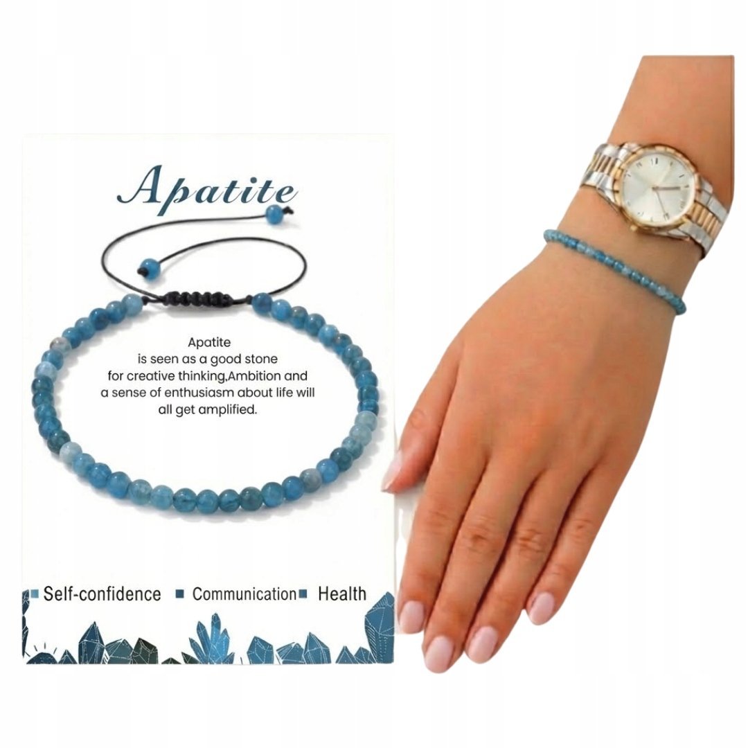 Apatyt Naturalny Bransoletka z Kamieni Drobne Koraliki Regulowana