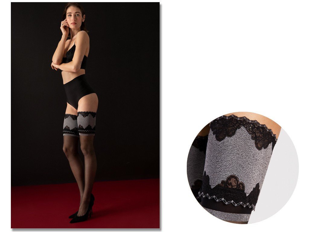 Pończochy samonośne z koronką Belle Epoque 20 DEN 4 Black