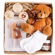 Zestawy upominkowe - PREZENT NA ROCZEK ZESTAW PIERWSZE URODZINY dla dziecka maskotka i drewniane pudełeczka - miniaturka - grafika 1