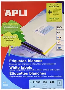 APLI 11659 trwałe białe etykiety 175,0 x 135,0 mm 100 arkuszy - Etykiety do drukarek - miniaturka - grafika 1