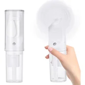 Wentylatory - Przenośny wentylator zraszający, akumulatorowy, regulowany w 4 poziomach, idealny w podróży, w biurze i na kempingu (biały) - miniaturka - grafika 1