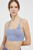 Bielizna sportowa damska - Puma biustonosz do jogi Studio kolor fioletowy gładki - miniaturka - grafika 1
