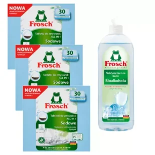 Frosch Sodowe tabletki do zmywarek All in 1 + Nabłyszczacz na bazie Bioalkoholu Zestaw 3 x 30 szt. + 750 ml - Środki do zmywarek - miniaturka - grafika 1