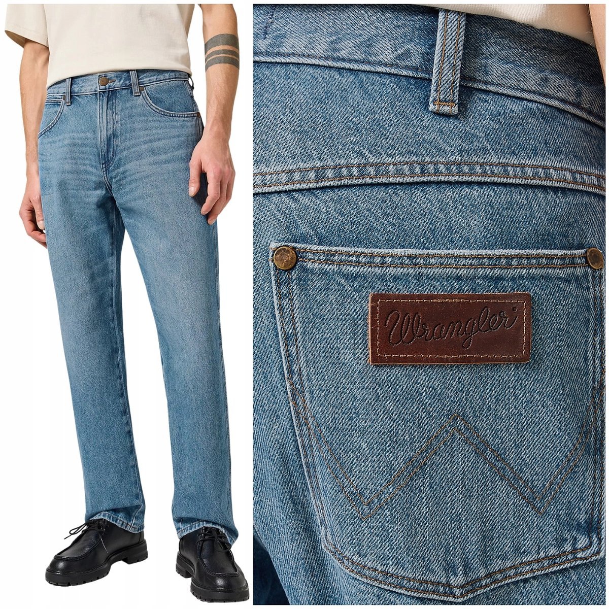 Wrangler FRONTIER Jasper luźne proste spodnie jeansowe bez streczu W34 L32