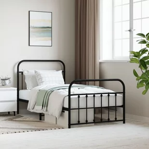 vidaXL Metalowa rama łóżka z wezgłowiem i zanóżkiem, czarna, 100x190cm - Inne meble do sypialni vidaXL Metalowa rama łóżka z wezgłowiem i zanóżkiem, czarna, 100x190cm - Inne meble do sypialni - miniaturka - grafika 1