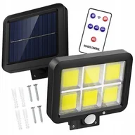 Lampy ogrodowe - CoolStaff Lampa Solarna Halogenowa Czujnik Ruchu 100 LED + Pilot + Zestaw Montażowy - miniaturka - grafika 1