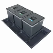 Kosze na śmieci - Sortownik śmieci FUTURE do szuflady w szafce 90 cm 3 kosze 3x15 litrów wysokość 28 cm - miniaturka - grafika 1