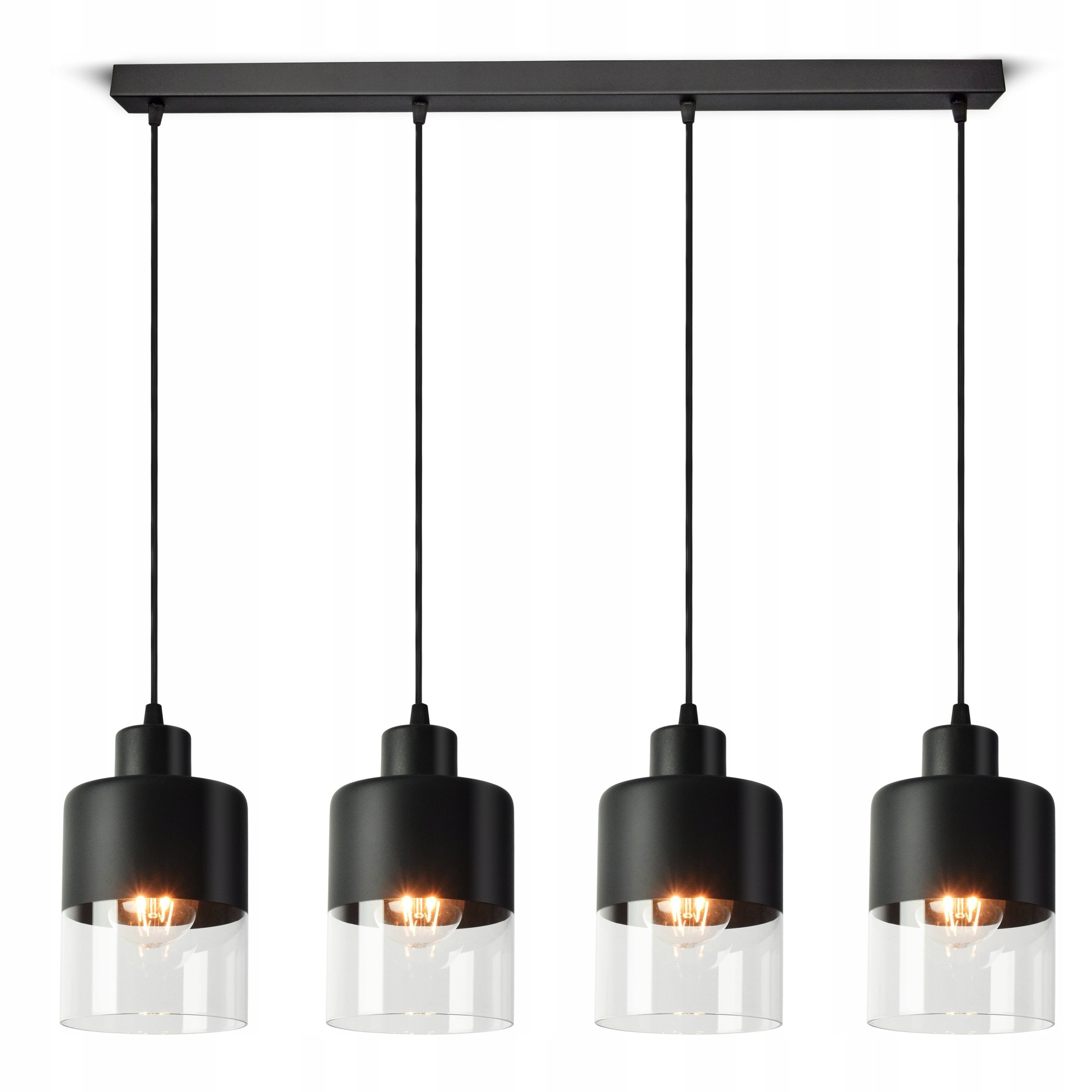 Lampa Sufitowa Wisząca Żyrandol Dual Glass 568-BZ4 LED E27 Black Edition