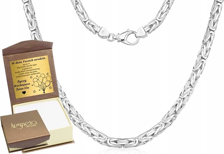 Łańcuszek Srebrny Męski Splot Królewski Pełny Diamentowany pr 925