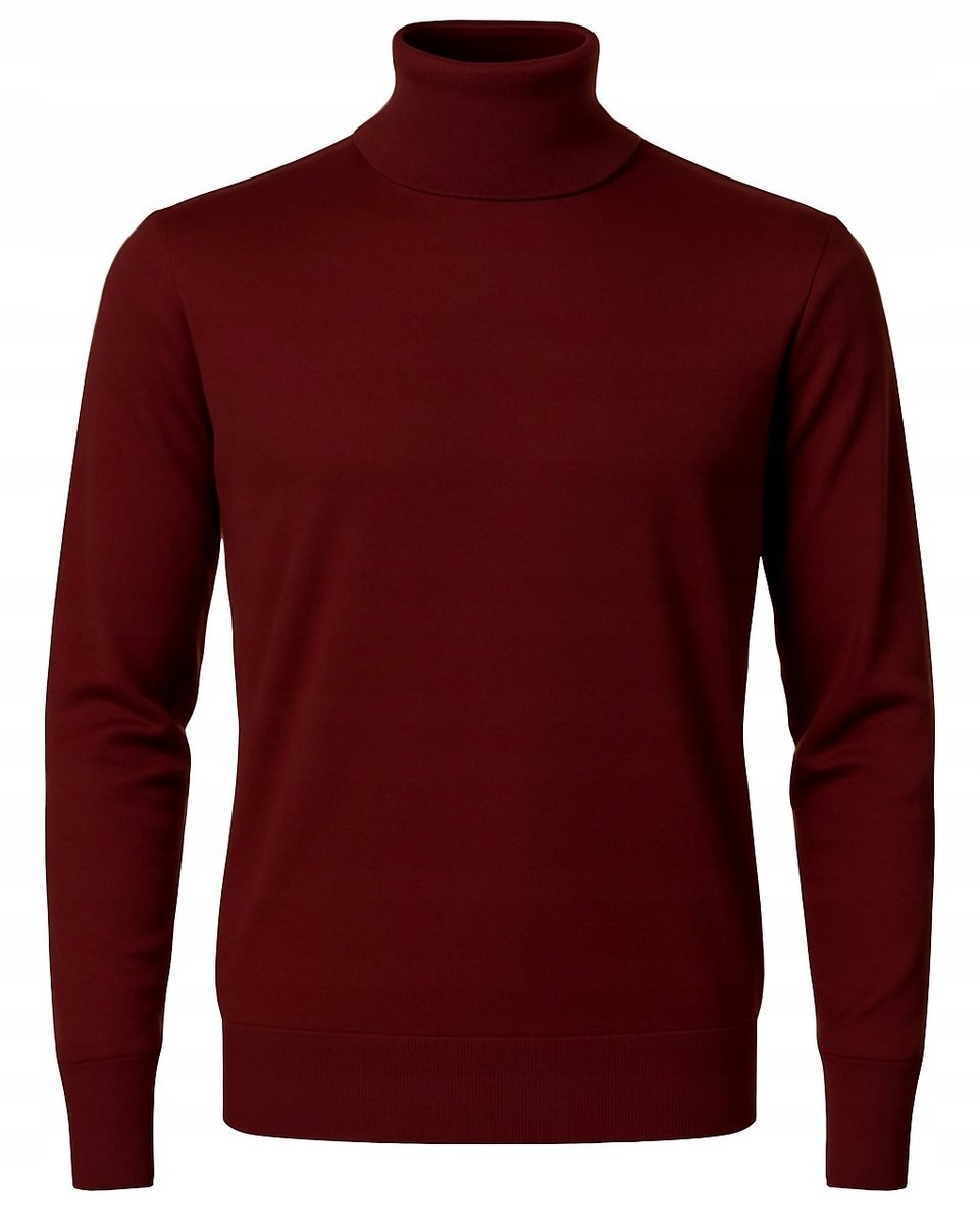 Sweter golf męski z kaszmiru i wełny merynosów kaszmirowy XL mahoniowy 355