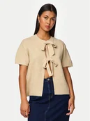 Swetry damskie - Pieces Kardigan 17156681 Beżowy Regular Fit - miniaturka - grafika 1