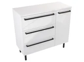 Szafki łazienkowe - Szafka Stojąca Z Blatem ATH 90 cm D Lewa - Biały Wysoki Połysk - Uchwyty Czarne Matowe - miniaturka - grafika 1