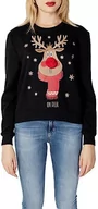 Bluzy damskie - ONLY Bluza damska Onlyda Xmas L/S O-Neck SWT, czarna/nadruk: Rudolph, S (2 sztuki) - miniaturka - grafika 1