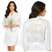 Piżamy damskie - szlafrok panna młoda biały rozmiar l - miniaturka - grafika 1