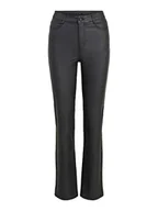 Spodnie damskie - Vila Damskie spodnie Vicommit Coated Hw Straight Pant-noos ze sztucznej skóry, czarny, L - miniaturka - grafika 1