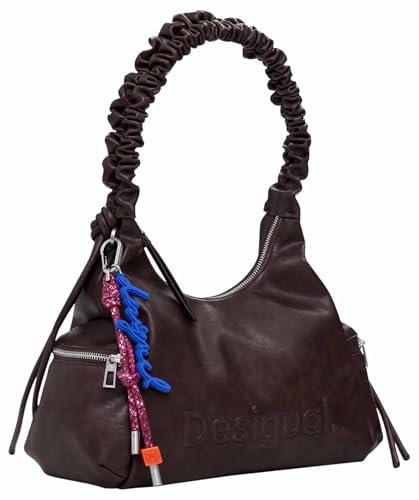 Desigual Torba unisex torebka z pół logo, brązowa, jeden rozmiar, Brązowy, Rozmiar Uniwersalny