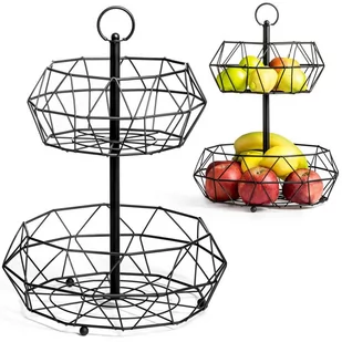 Vilde Koszyk GEOMETRYCZNY metalowy na owoce warzywa CZARNY kosz patera miska 2-poziomowy 229005 - Kosze na owoce - miniaturka - grafika 1