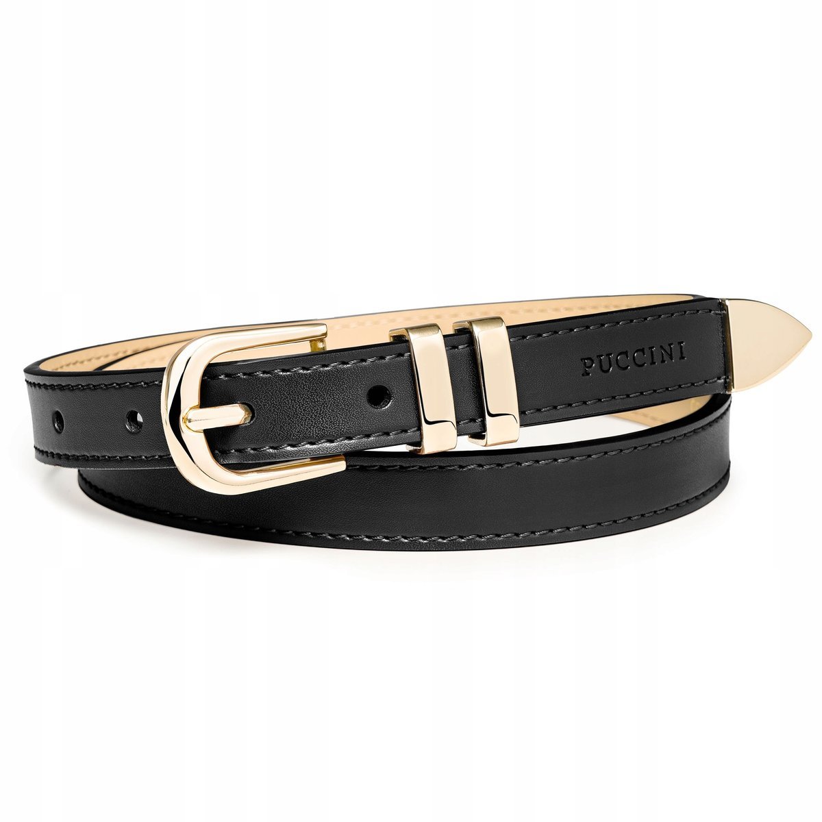 PUCCINI Pasek Damski Do Spodni Skórzany Czarny Rozmiar M PAD208M-Z-1