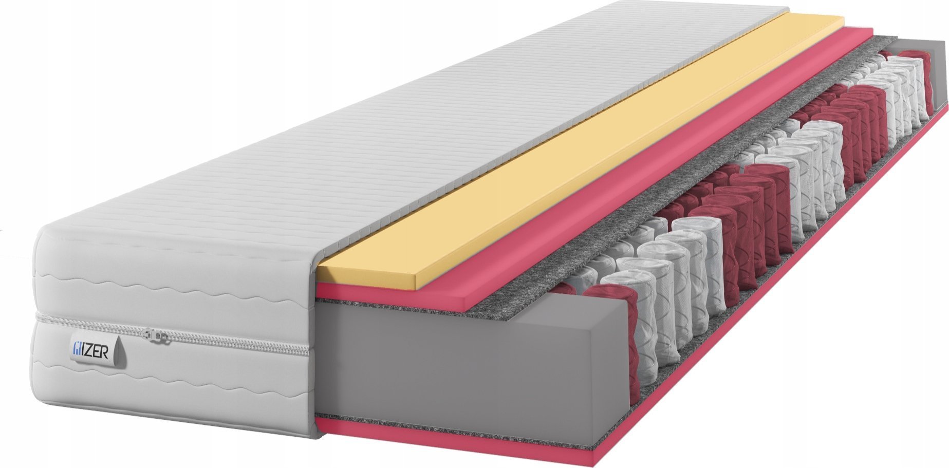 Materac sprężynowy HR GOLD Visco 100x190 23cm Pianka VISCO Dwustronny H2/H3 7 stref Rdzeń ze sprężyn kieszeniowych Pikowany pokrowiec