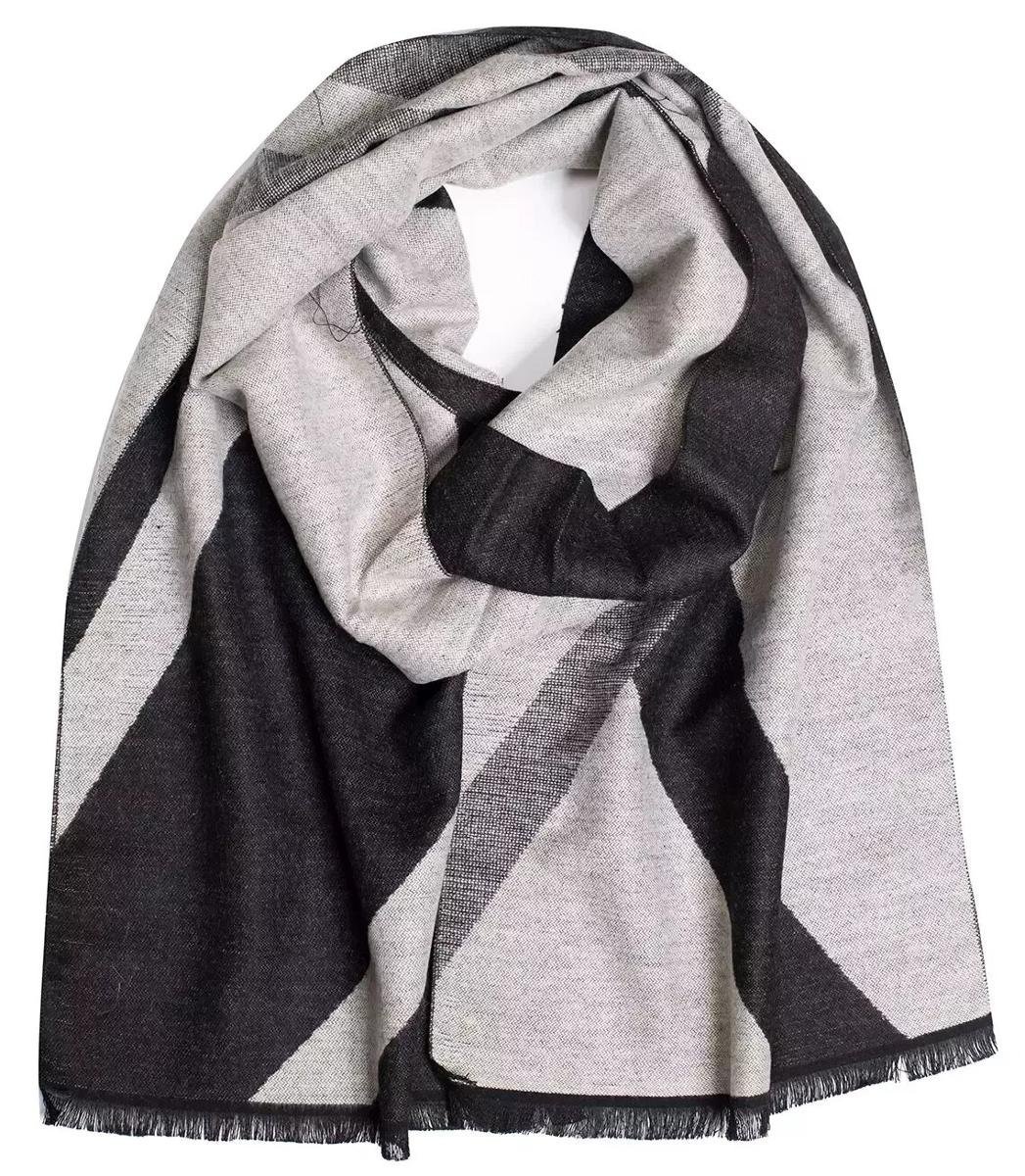 Szal męski szalik z frędzelkami we wzory