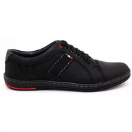 Półbuty męskie - Buty męskie skórzane casual 238GT czarne - Buty Olivier - miniaturka - grafika 1