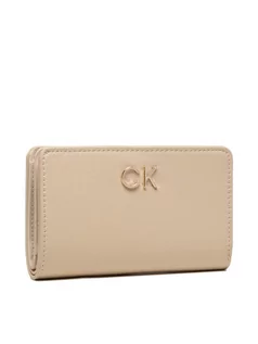 Portfele - Calvin Klein Duży Portfel Damski Re-Lock Billfold French Wallet K60K608992 Beżowy - grafika 1