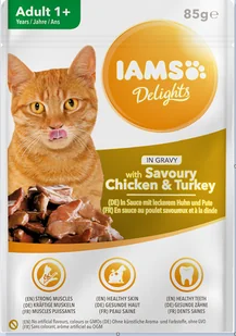 IAMS-Naturally karma dla dorosłych kotów, z aromatycznym kurczakiem i indykiem w sosie 24x85g - Mokra karma dla kotów - miniaturka - grafika 2