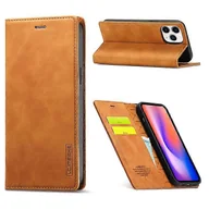 Etui i futerały do telefonów - LC.IMEEKE Mocne magnetyczne skórzane etui na telefon kompatybilne z iPhone 12/12 Pro Brown - miniaturka - grafika 1