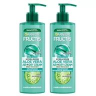 Kremy do twarzy - Garnier Fructis Hydra Aloe Air-Dry Cream, Leave-in, krem nawilżający z aloesem, efekt zapobiegający puszeniu się, 400 ml - miniaturka - grafika 1