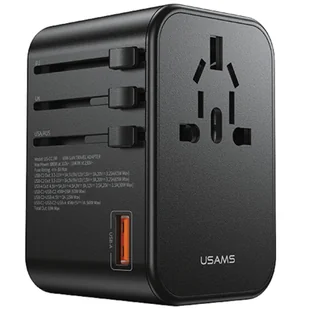 USAMS Adapter siec 1xUSB+2xUSB-C T62 65W 4w1 US/AU/EU/UK czarny/black CC199TC01 (US-CC199) Univesal Travel Charger - Ładowarki do telefonów - miniaturka - grafika 9